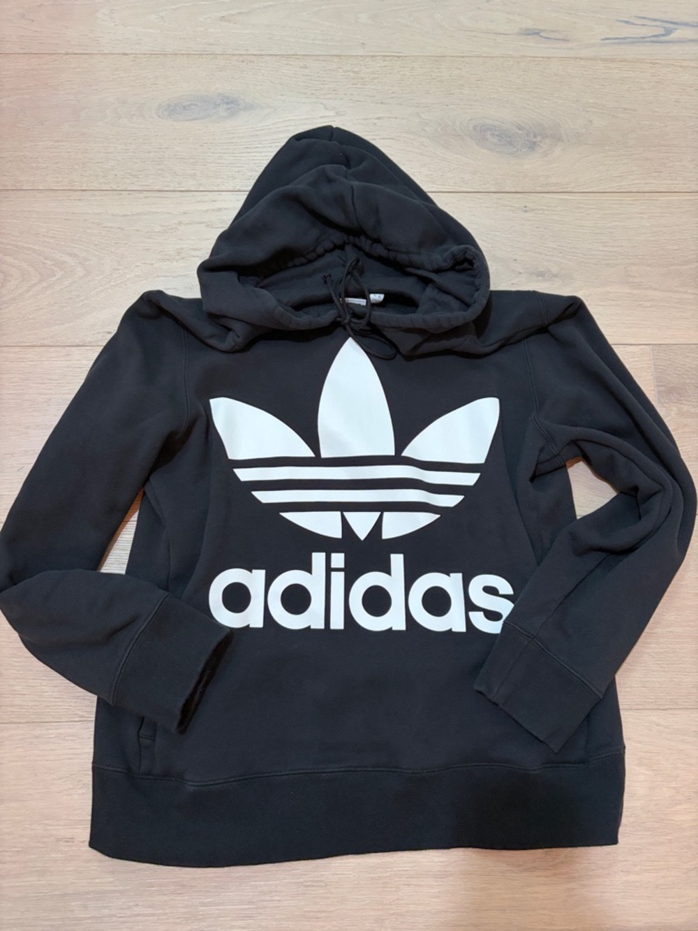 Adidas Black Hoodie with White Trefoil Logo